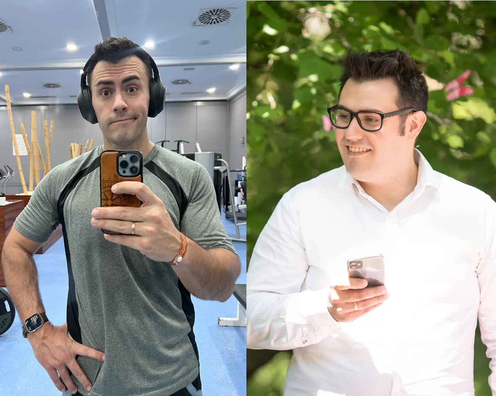 Comparativa de transformación física de Óscar Bustos gracias a micro-ejercicios